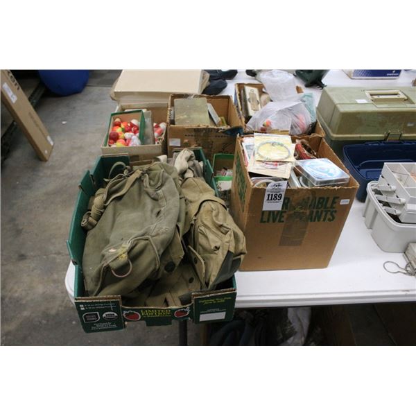 Large Lot of Asst. Tackle, Military Bags