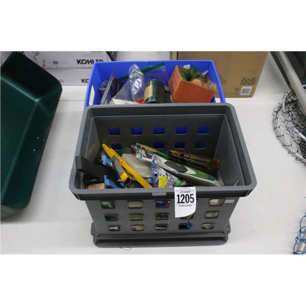 Bins w/Asst. Hand Tools, Fishing Supplies