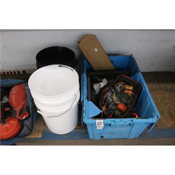 Lidded Tote w/Hardware/Electrical Fittings,  4 Buckets