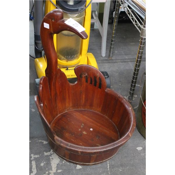 Swan Carved Wooden Bucket