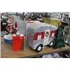 Image 1 : Large Lighted Christmas Camper, Ferris Wheel, Parachute Ride, Décor
