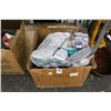 Image 1 : Box Asst. Home Goods, Sheets, Bed Rails, More