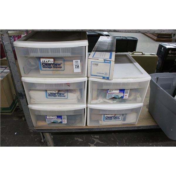 Drawer Storage Bins 5 w/Craft Items, Track Light