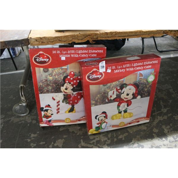 3'  Lighted Holiday Mickey/Minnie