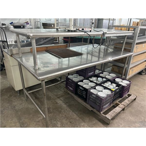 SS  Bullnose  7'  X  3'  Island Work Table w/Overshelf, Order Clip