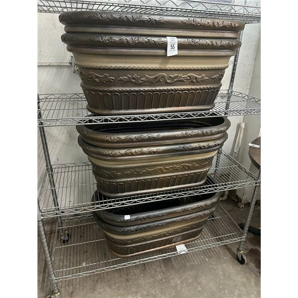 6-Ornate Plastic Planters - 6 X $