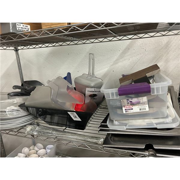 Alum Bowls, Bake Pans, Cambro Ice Scoops, Salad Bowls, Lettering