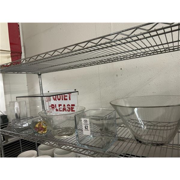 Asst. Glass Bowls, Plexi Merchandiser - 2 Shelves