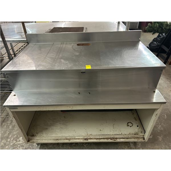 4'  X  2'  Work Table w/Cord Cut Out, Speed Rail, Cabinet Storage