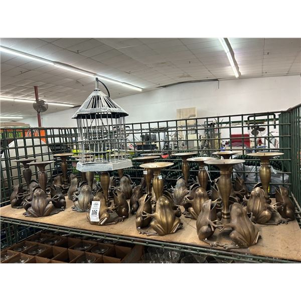 15-Cast/Brass  3 Frog Candlestand - 15 X $