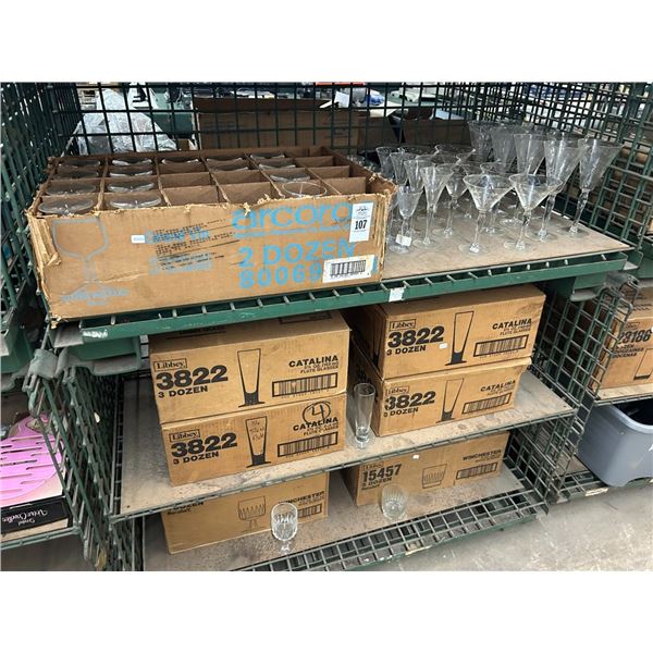 Large Lot Asst. Glassware - 3 Shelves