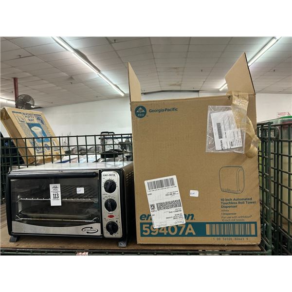 Toaster Oven, Roll Towel Dispenser