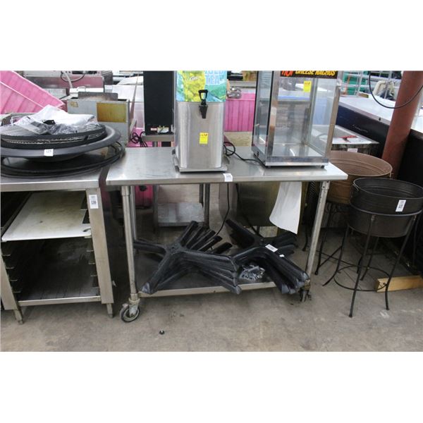 SS  4' Rolling Table w/Undershelf