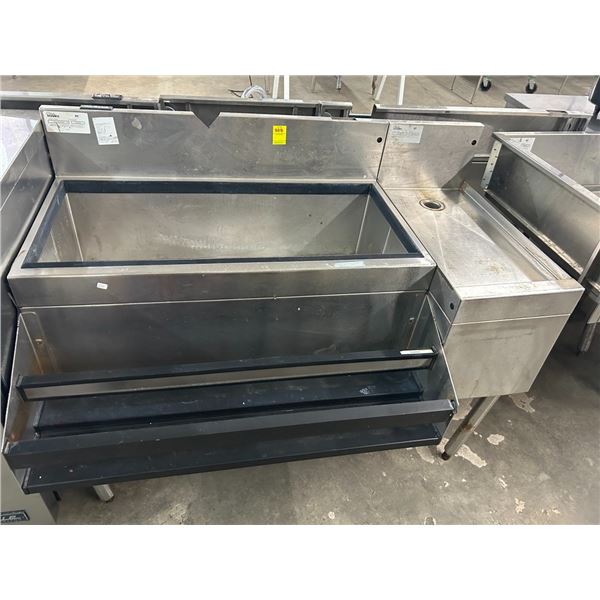 Glass Tender 4'  Work Station, Ice Bin, Drain Board, Double Speed Rail