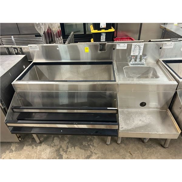 Glass Tender  5' Work Station, Ice Bin, Hand Sink, Speed Rail