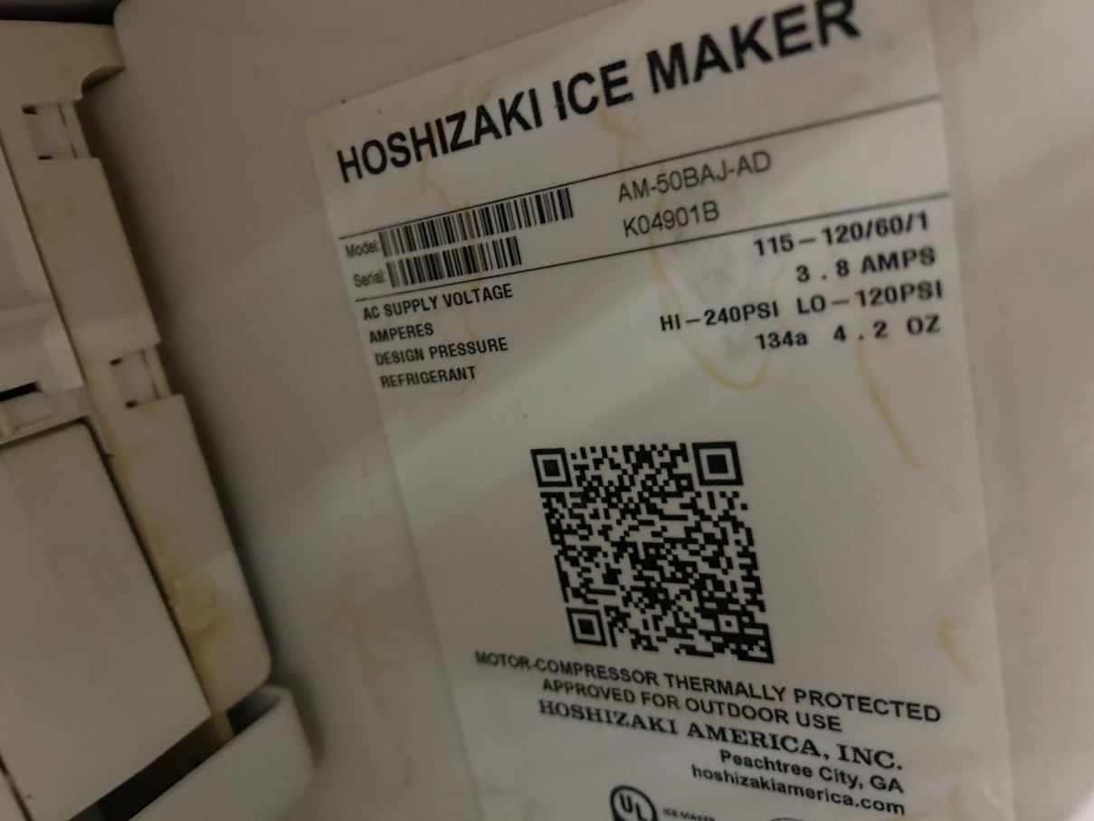 Hoshizaki 50 LB Cap Back Bar Ice Machine - AM50BAJAD