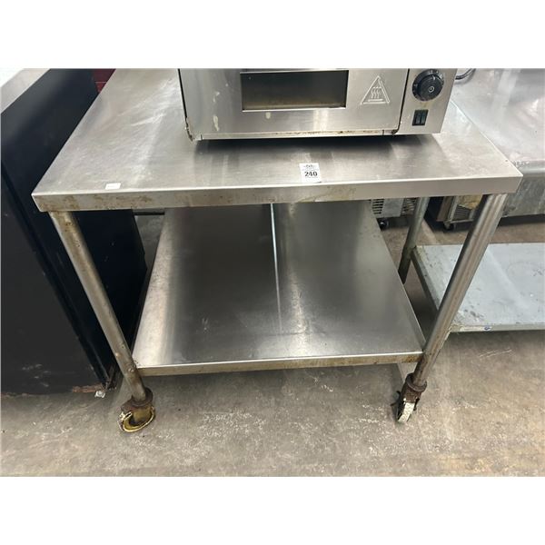 SS  3'  X  3'  Rolling Table w/Undershelf