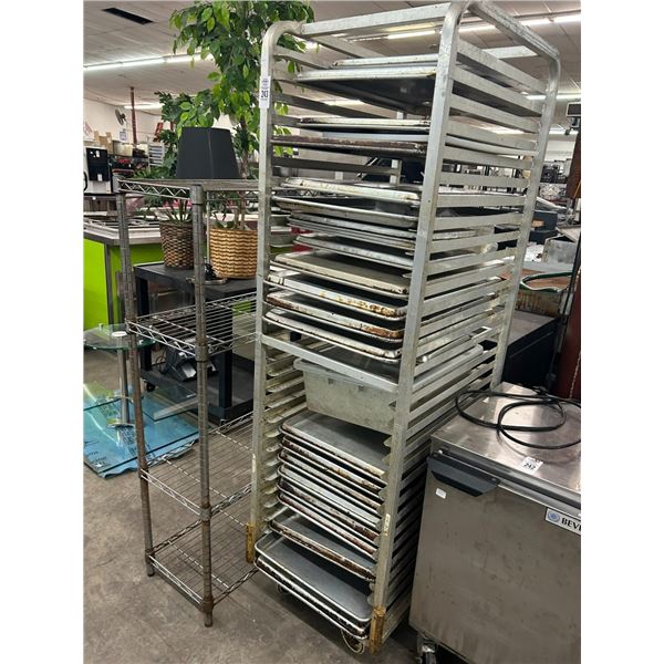 Tray Cart w/22 Full Sheet Pans, Cutboard