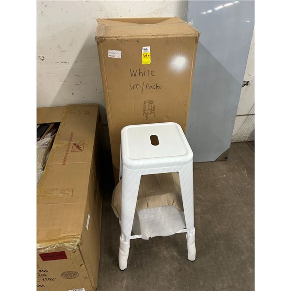 4-New White Metal Patio Bar Stools - 4 X $