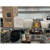 Image 4 : To Go Containers, Poly Aprons, Cast Skillets, Scales, Asst. Suplies - 4 Shelves