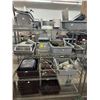 Image 1 : Bus Pans, Utensils, Decanters, Scale, Machine Accessories On Cart - ALL