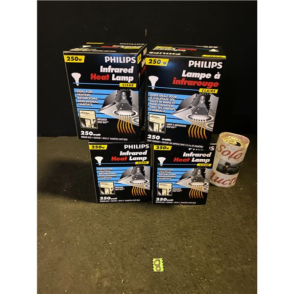 4 Philips infrared heat lamps, 250 watt