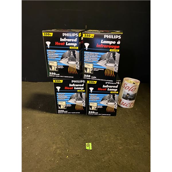 4 Philips infrared heat lamps, 250 watt