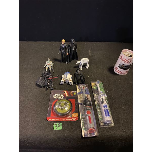 Star Wars action figures, electric toothbrushes, LED push light