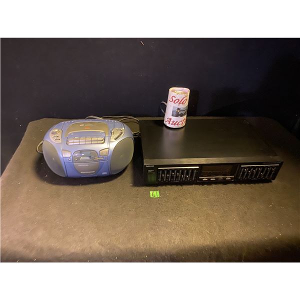 Ghetto blaster and Nikko brand audio equalizer