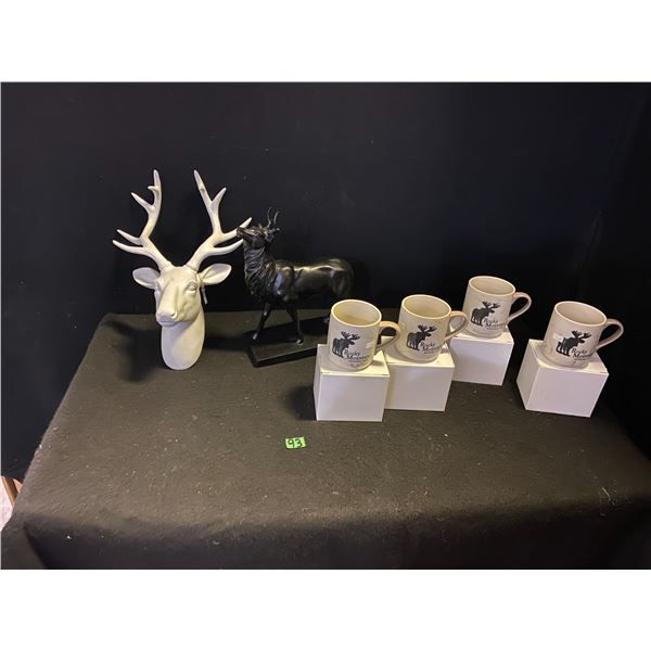4 new coffee mugs and elk home décor ornaments