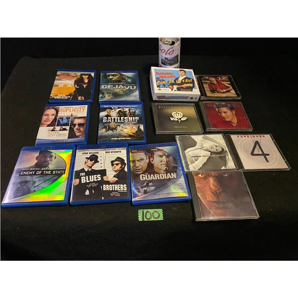 Assortment of Blu-ray DVD movies and music CDs various artists