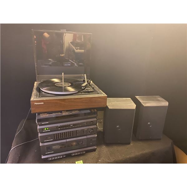 Stereo set including speakers, turn-table, cassette deck, equalizer, tuner