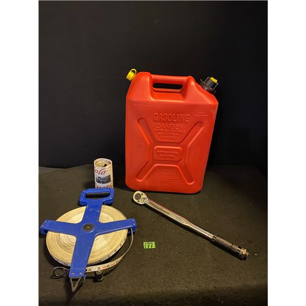 Large tape measure, jerry can and more