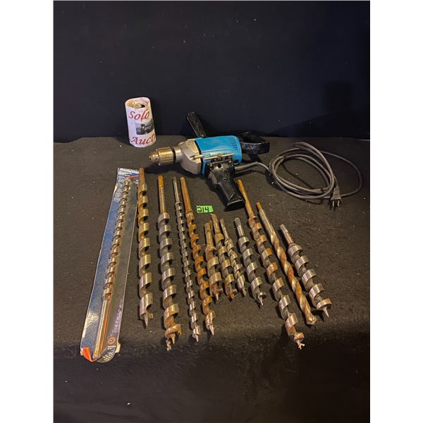 Makita brand corded spade handle drill and large bits