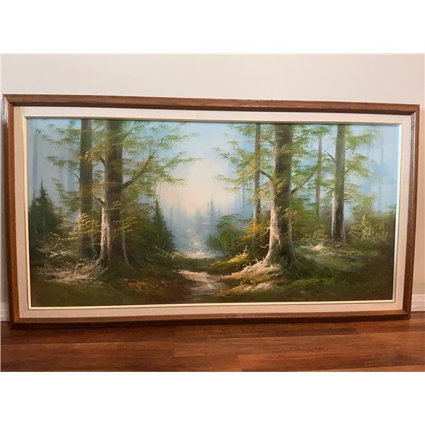 Framed Forest Landscape Oil Painting on Canvas