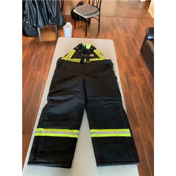 Carhartt R03 BLK 44x30 Bib Overalls with Reflective Stripes