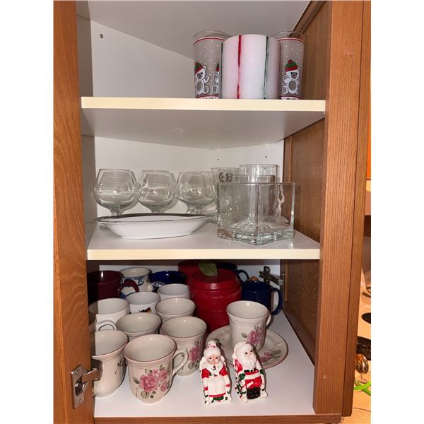 Glassware, Mugs, Plates, and Holiday Figurines