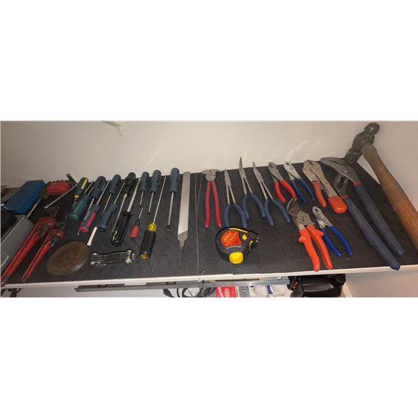 Hand Tools Including Screwdrivers, Pliers, Wrenches, and Tape Measure