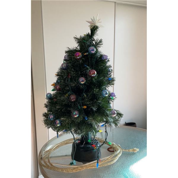 Artificial Christmas Tree with Ornaments, Star Topper, and Rope Light