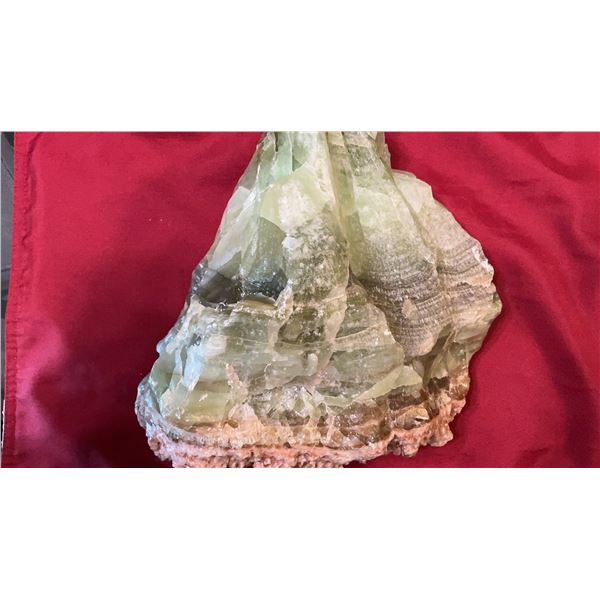 Large Green Calcite Mineral Specimen With Natural Matrix