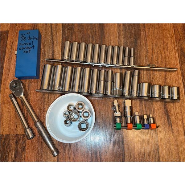 Craftsman 3/8" Drive Socket Set with Ratchet, Swivel, Extension & Adapters