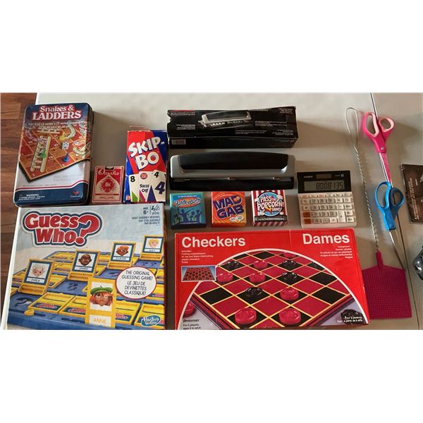 Board Games and Office Supply Lot Including Bostik 260 Glue Gun