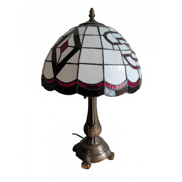 Stained Glass Table Lamp With Brass-Coloured Metal Base