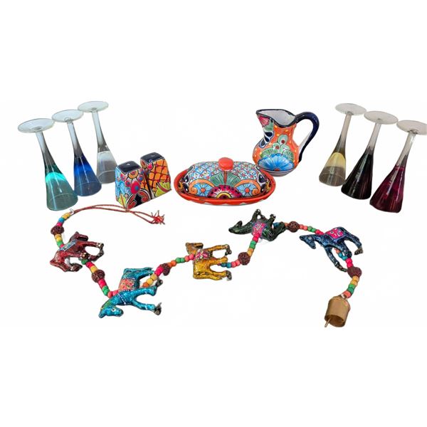 Colourful Mexican Talavera Pottery Table Set, and more