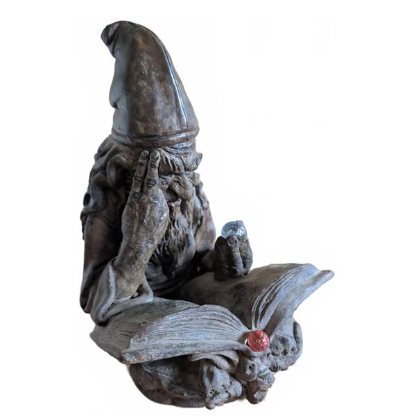 David Goode Wizards Gnome Concrete Figure Reading Book with Orbs