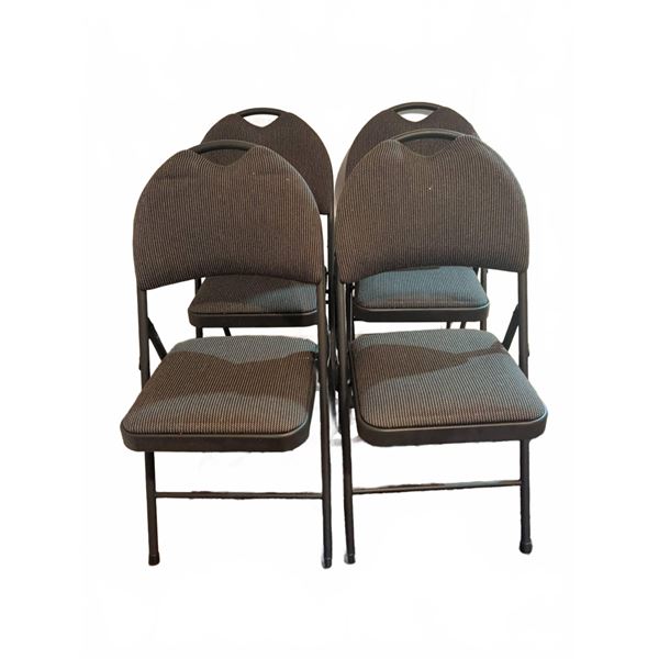 4 Upholstered Folding Chairs Black and Grey
