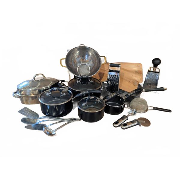 Large Kitchen Cookware and Utensil Assortment with Lagostina Pot