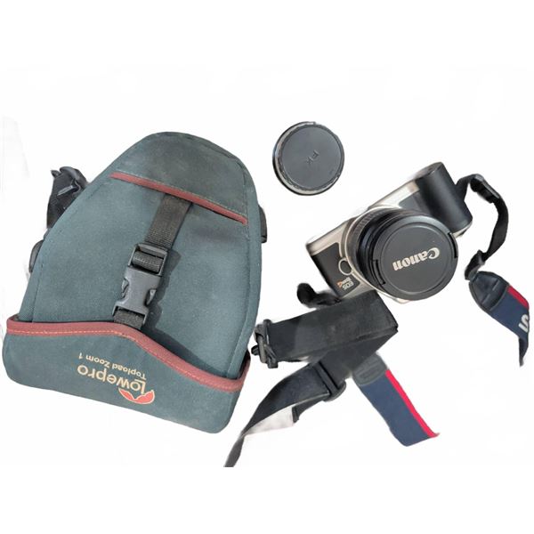 Canon EOS Rebel G 35mm SLR Camera with Tamron 28-80mm Lens, Extra Lens, and Lowepro Case