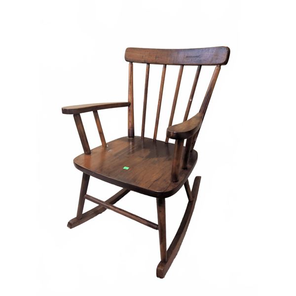 Child's Size Wooden Spindle-Back Rocking Chair