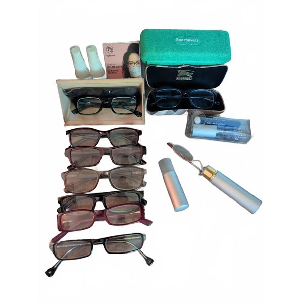 Eyeglasses and Accessories Lot Including SpecSavers, Foster Grant